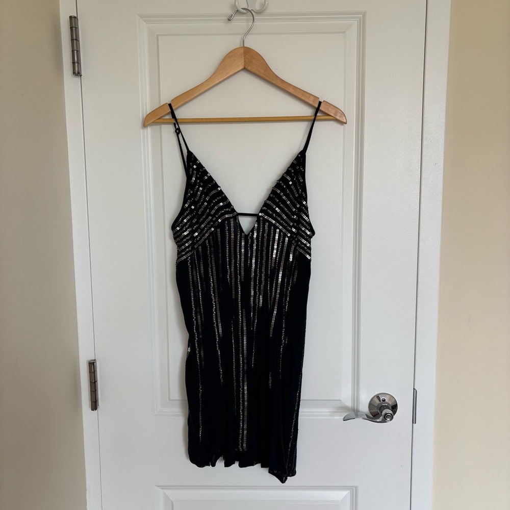 Navy blue and gold sequin embellished dress / tunic